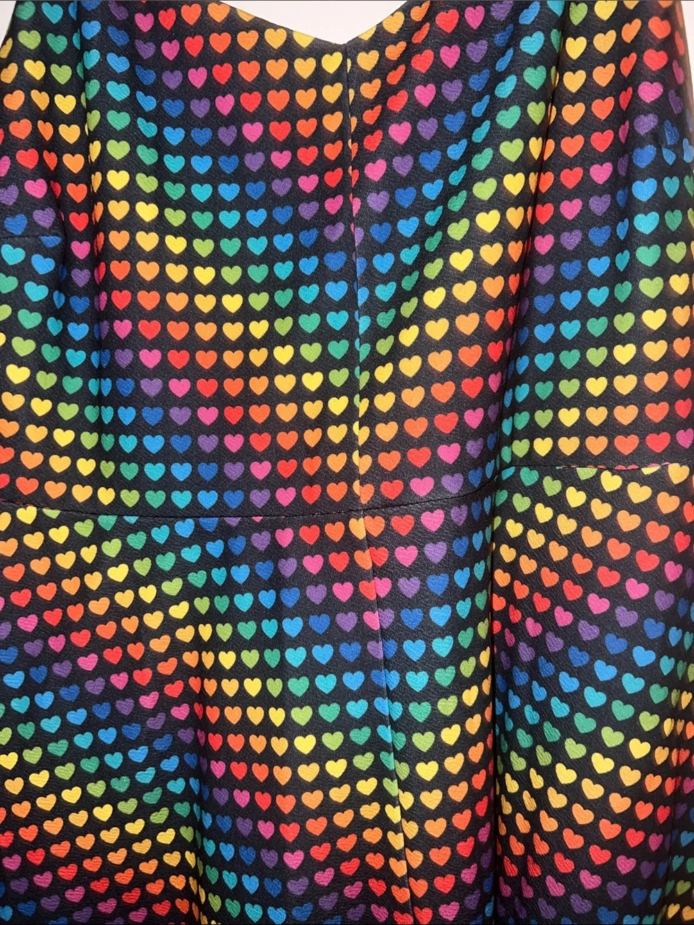 Smak Parlour Black & Rainbow Heart Chevron Midi Skirt